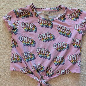 sz 5/6 kids forever 21 girls graphic tie t shirt rainbow OMG